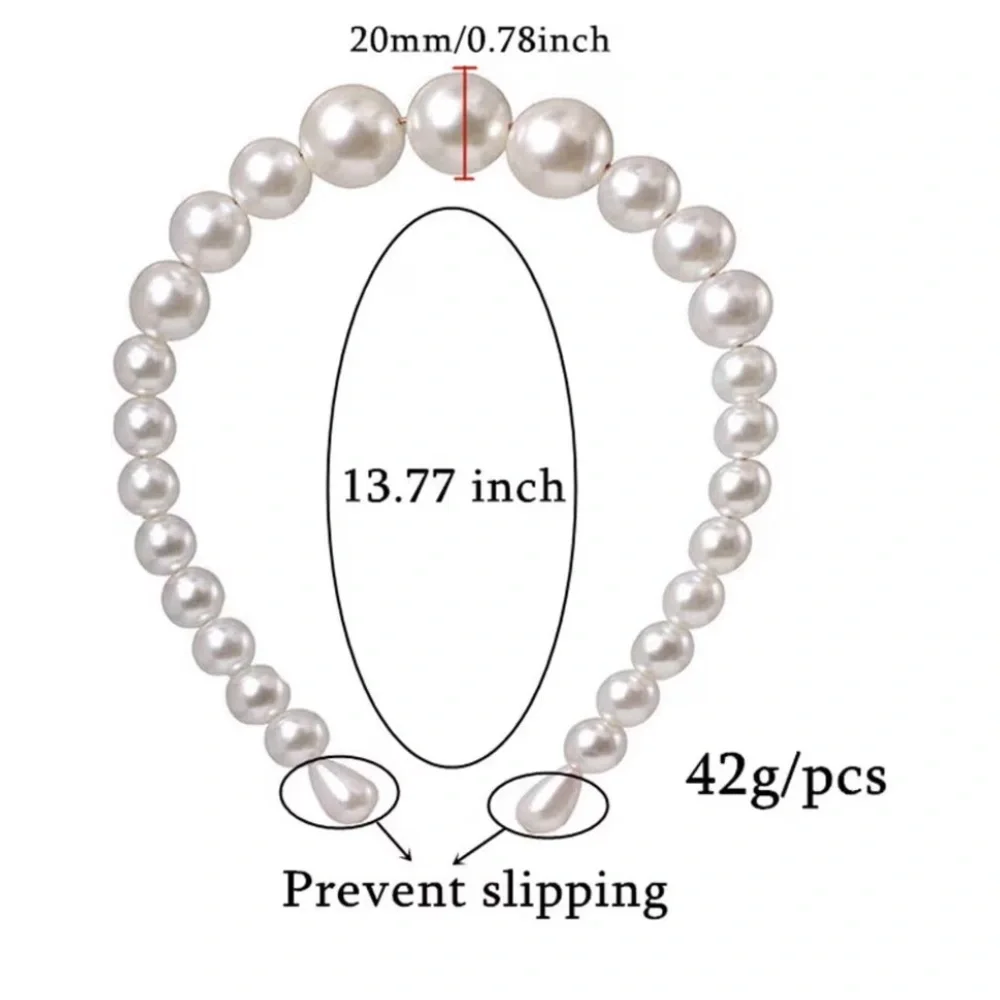 NWT White Pearl Beaded Headband - Elegant Women's Headband